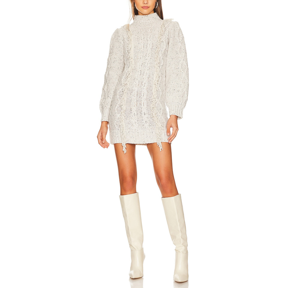Line & Dot Fringe Ivory Daria Sweater Dress Size M